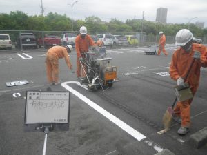 駐車枠施工状況②